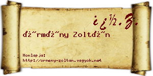 Örmény Zoltán névjegykártya